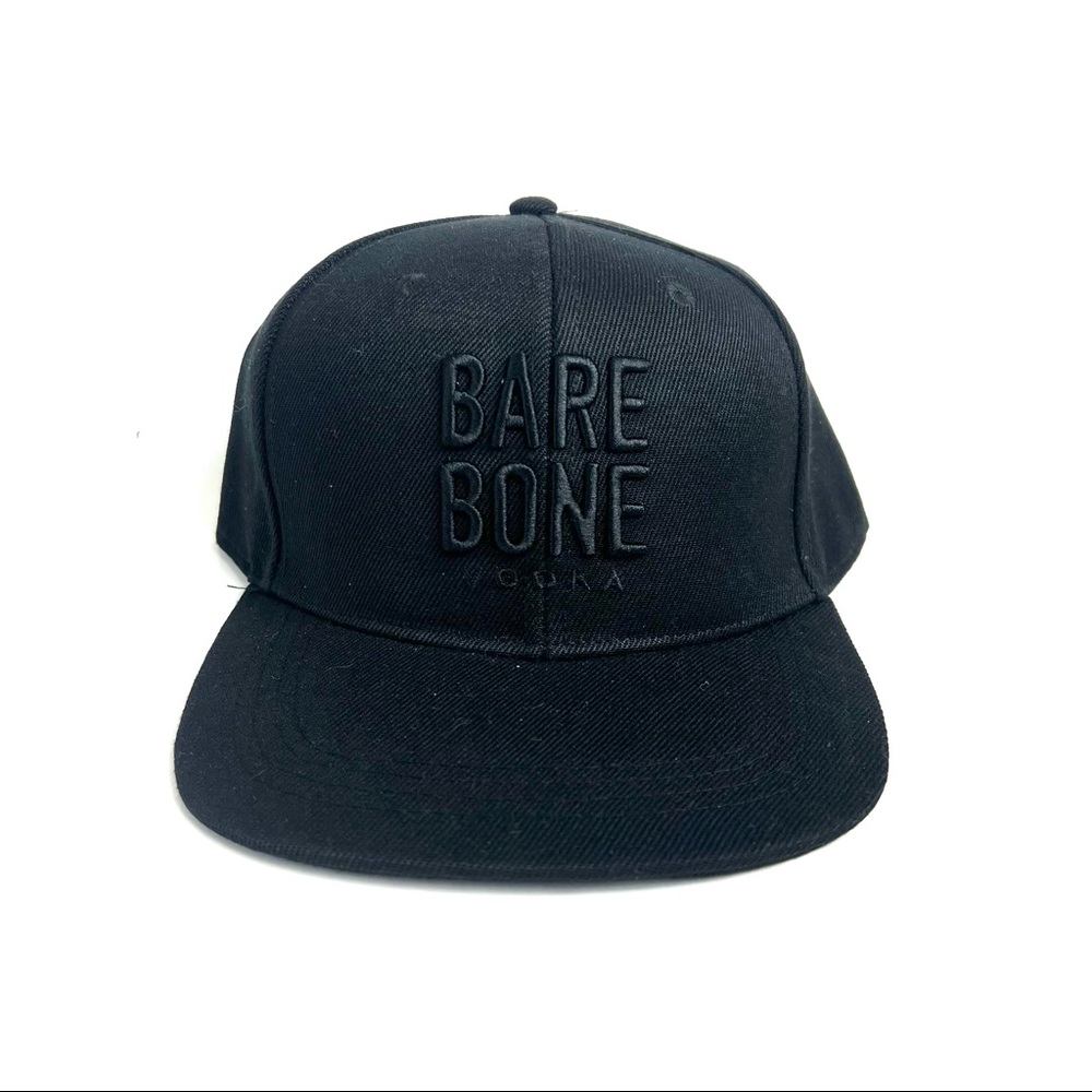 New! BARE Bone Vodka Hat straight edge all black